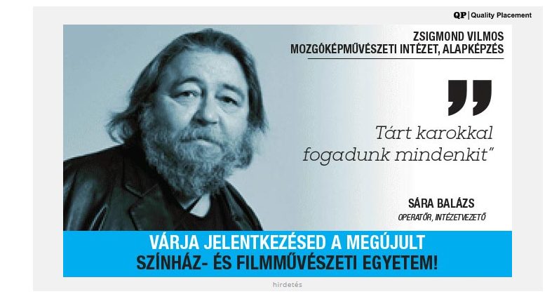 Az SZFE-reklám az Index.hu oldalán. 