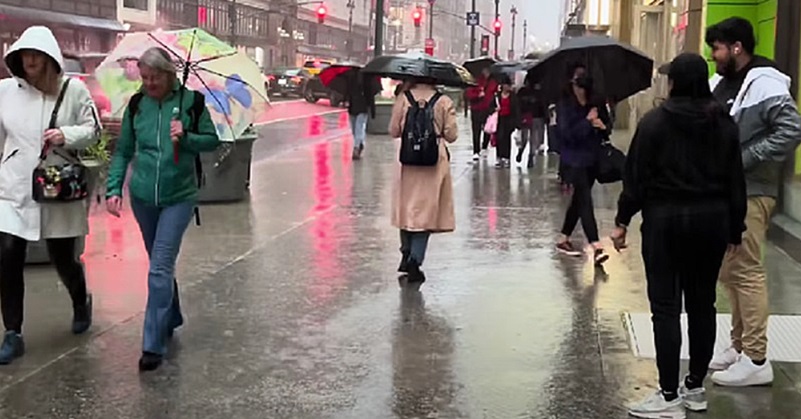 Eső, esernyő, emberek, hideg, csapadék, időjárás-előrejelzés