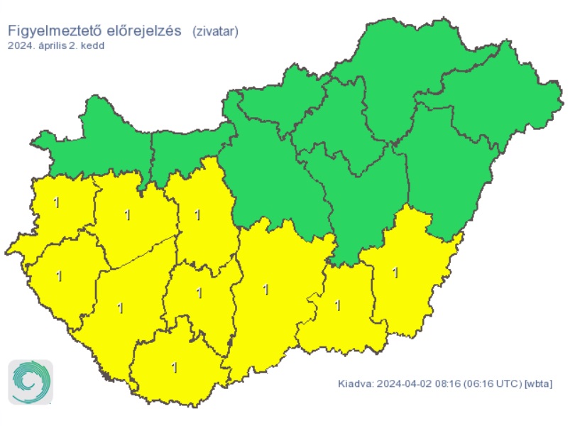 HungaroMet, időjárás, előrejelzés, térkép, figyelmeztetés, riasztás