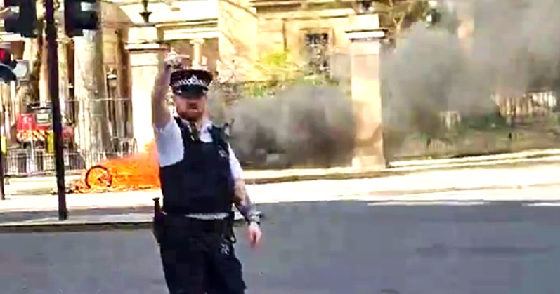 tűz, Buckingham-palota, London, rendőr