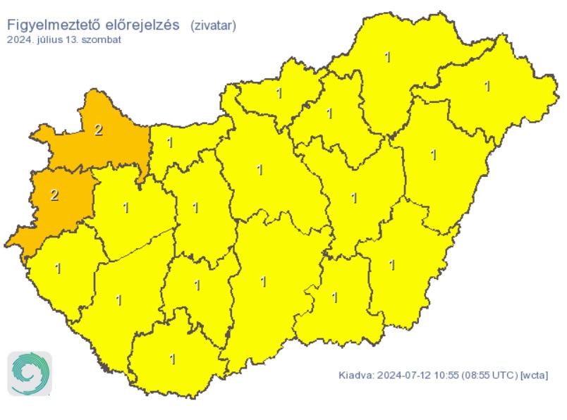 Csapadék várható országszerte. Forrás: met.hu