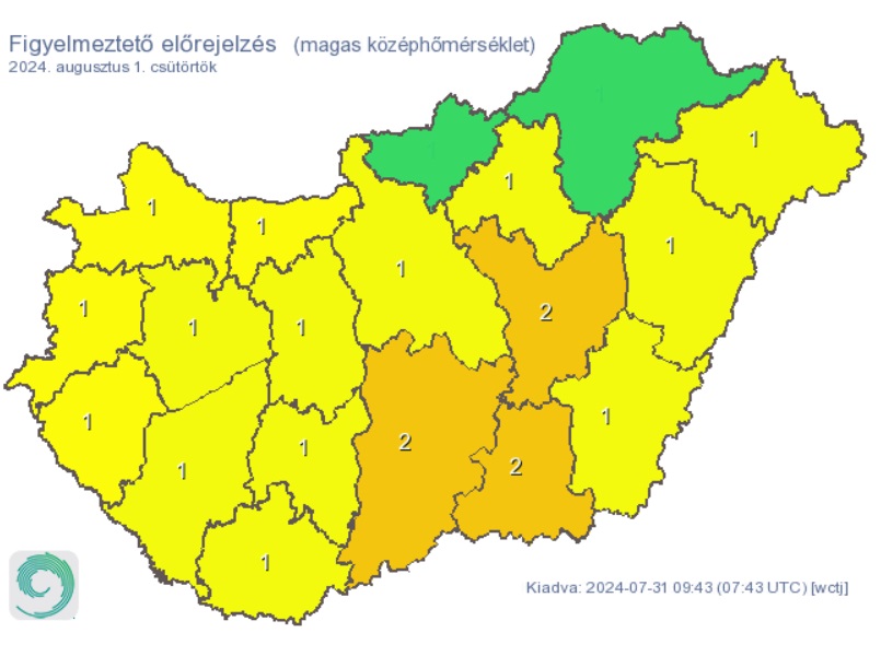 Csütörtökön sem fogunk fázni. Forrás: met.hu