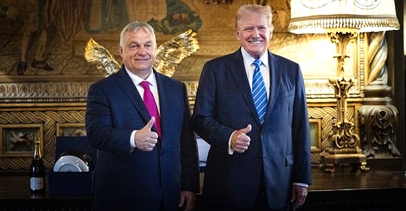 Fotókkal és videóval: Így puncsolt az elnöki székért küzdő, elítélt Donald Trumpnak Orbán