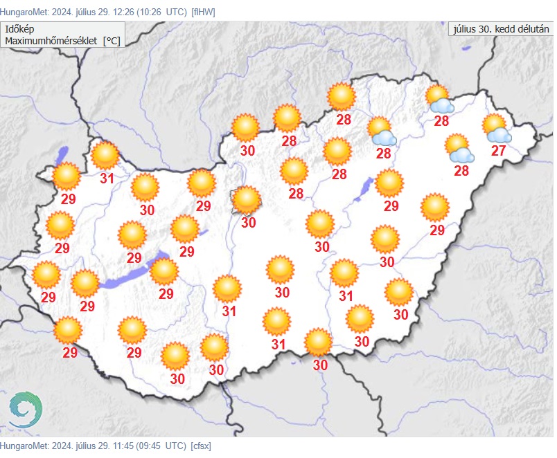 Sok napsütés várható kedden. Forrás: met.hu