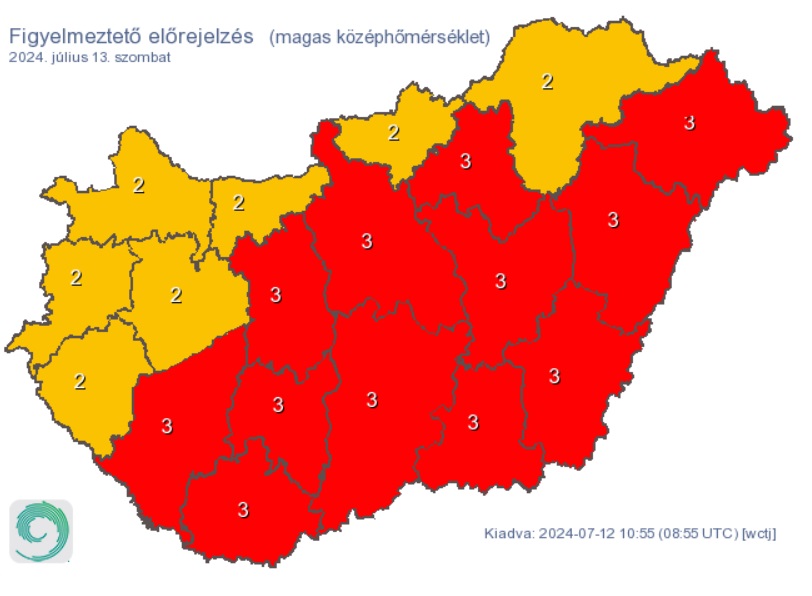 Szombaton is óriási lesz a hőség. Forrás: met.hu