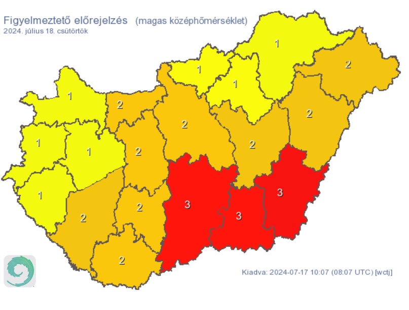 Továbbra is tombol a hőség. Forrás: met.hu