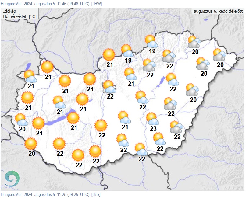 A Dunántúlon derült égboltra kell számítani. Forrás: met.hu