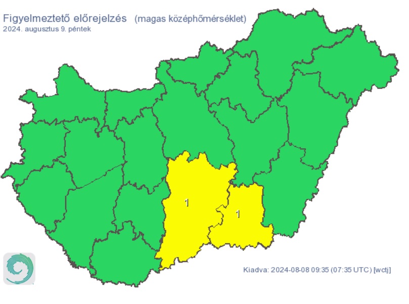 A déli megyékben nagyon meleg lesz pénteken. Forrás: met.hu