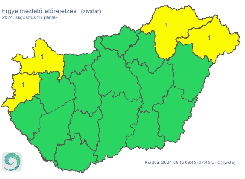 Eső is várható pénteken. Forrás: met.hu