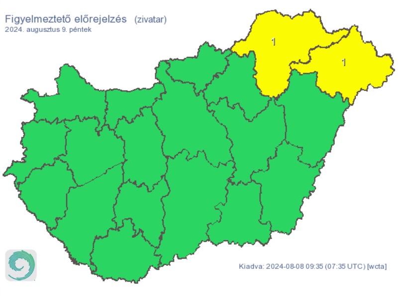 Figyelmeztettek a várható zivatarok miatt. Forrás: met.hu