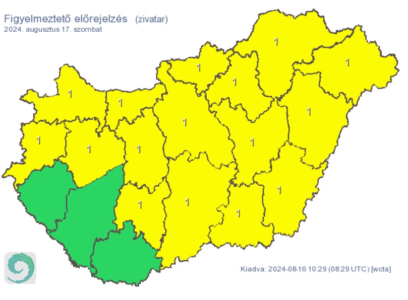 Három vármegye kivételével eső várható szombaton. Forrás: met.hu