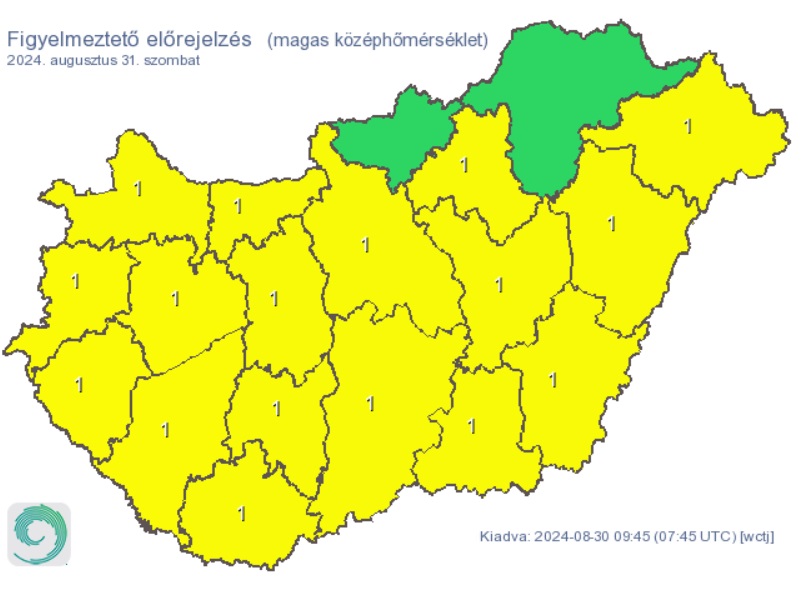 Riasztást adtak ki a forróság miatt. Forrás: met.hu, időjárás, előrejelzés, szombat