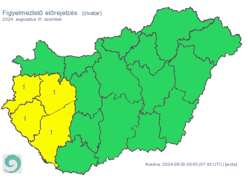 Több vármegyében is elered az eső a hőség közepette. Forrás: met.hu, időjárás, előrejelzés, forróság, hőség, szombat, eső, csapadék