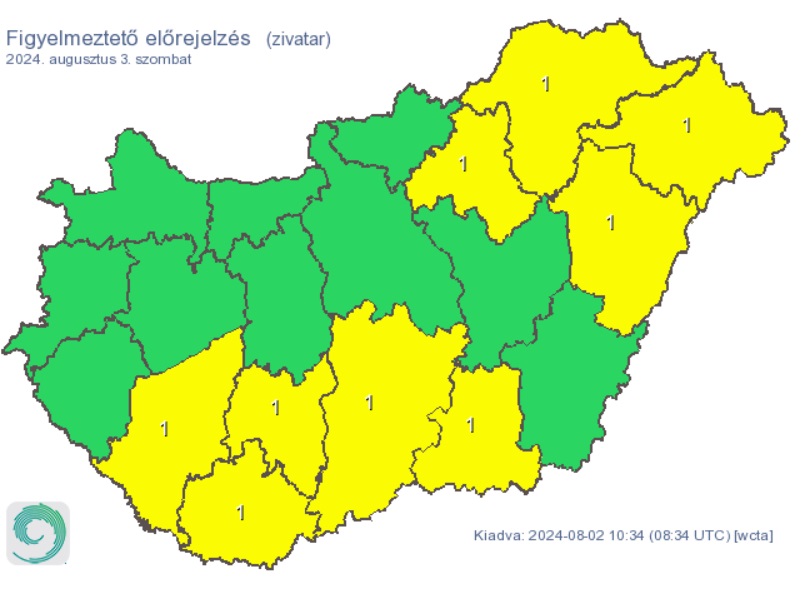 Zivatarok várhatók szombaton. Forrás: met.hu