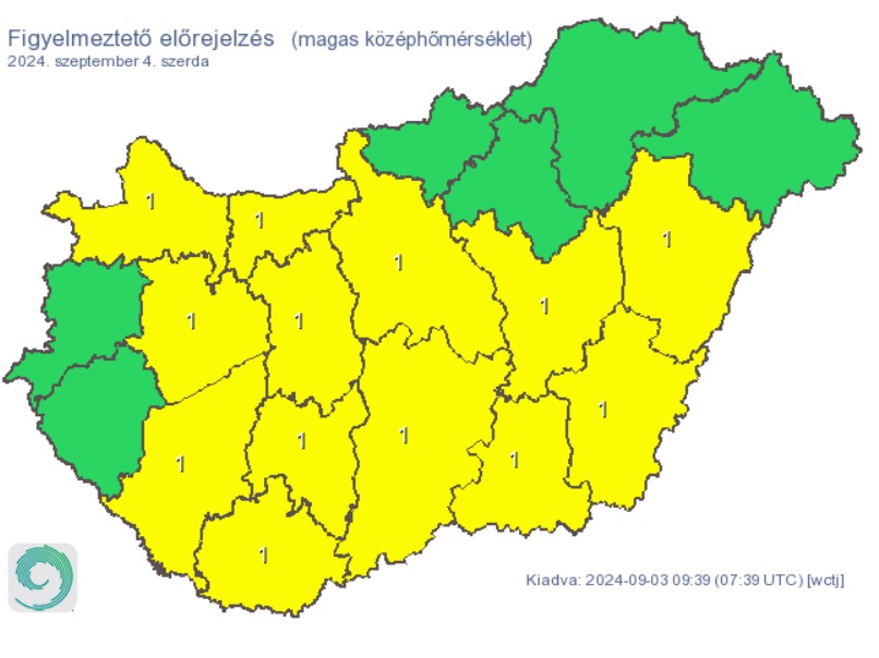 Hőség várható a hét közepén. Forrás: met.hu, időjárás, előrejelzés