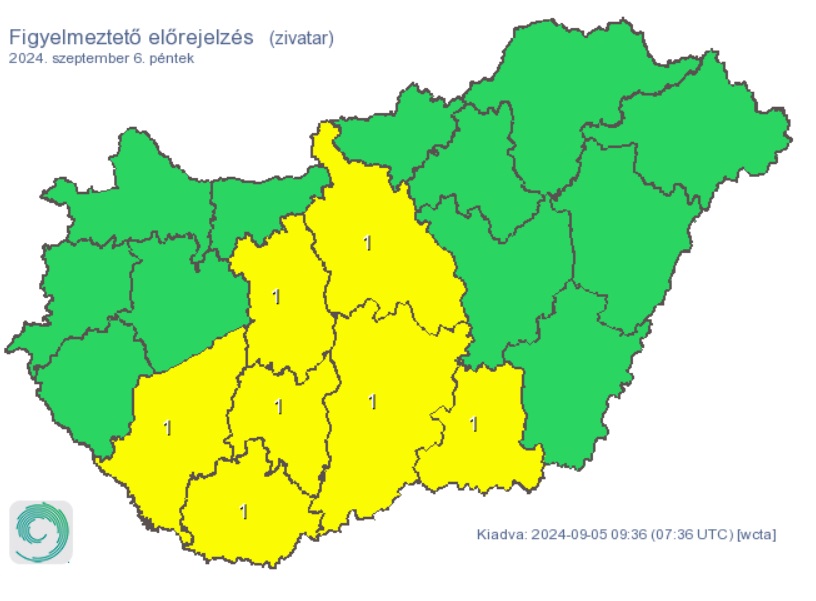 Zivatarokra figyelmeztetnek a meteorológusok. Forrás: met.hu