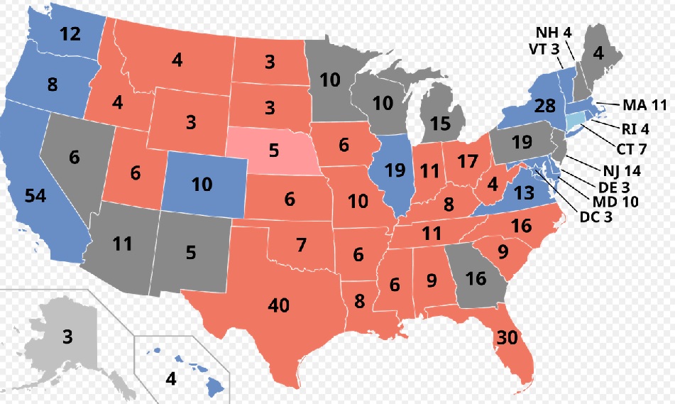 Az USA elnökválasztási térképe szerda reggel 6 óra körül.