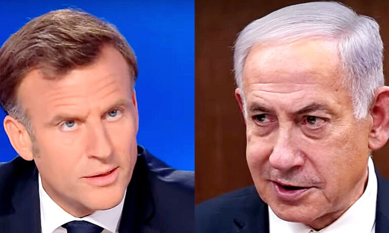 Emmanuel Macron és Benjamin Netanjahu