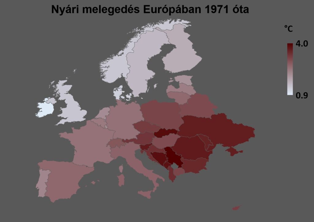 Európában a nyarak melegedése 1971 óta